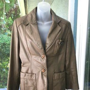Vintage Etienne Aigner w/Flaws Leather Jacket/Blazer Size 10P(fits like 6/8P)